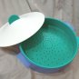 Tupperware Microwave Steamer Three 3 Pieces Blue Green