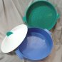 Tupperware Microwave Steamer Three 3 Pieces Blue Green