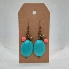 Turquoise Oval Drop Beaded Handmade Dangle Earrings Turquoise Oval Drop Beaded Handmade Dangle Earrings