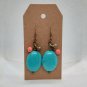 Turquoise Oval Drop Beaded Handmade Dangle Earrings