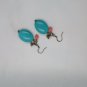 Turquoise Oval Drop Beaded Handmade Dangle Earrings