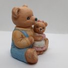 Homco #1444 Papa Bear With Baby Girl Bear Figurine Vintage.
