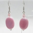 Pink Oval Handmade Earrings for Women Homemade Dangle Earrings for Women