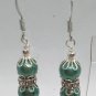 Green and White Pearl Beaded Handmade Dangle Earrings