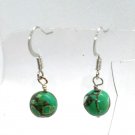 Genuine Green Turquoise Beaded Minimalist Handmade Dangle Earrings