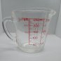 Fire King Anchor Hocking 496 Clear Glass Measuring Cup 1 cup 8oz Red print USA