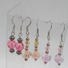 Playful Pinks Womens Homemade Dangle Drop Earrings Lot of 3