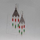 Mexican Heritage Red, White and Green Dangle Handmade Earrings