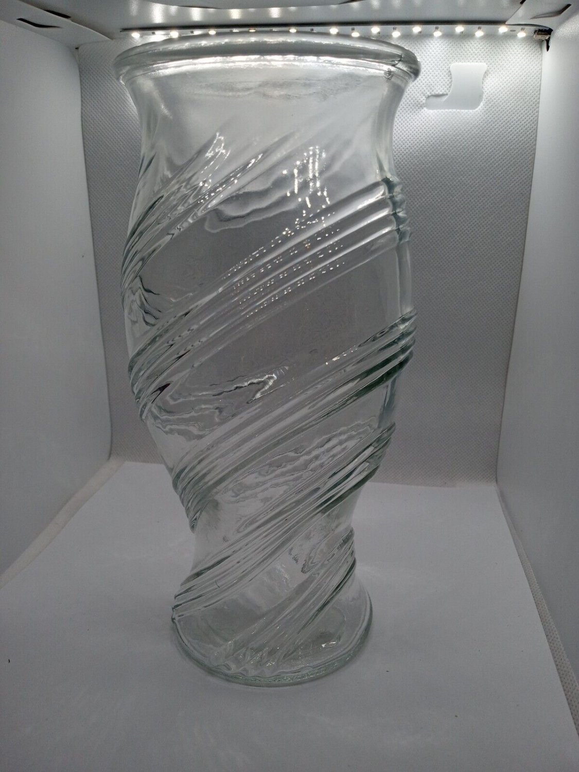 Vintage FTD Clear Glass Spiral Pattern Flower Vase-  8 Inches Tall