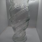Vintage FTD Clear Glass Spiral Pattern Flower Vase-  8 Inches Tall