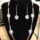 Homemade Glass Bead Necklace and Earrings and Bracelet Set For Women