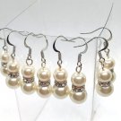 Handmade Glass Pearl Off-White Wedding Style Dangle Earrings