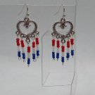 Americana Red, White and Blue Heart Charm Handmade Dangle Earrings Americana Red, White and Blue Heart Charm Handmade Dangle Earrings