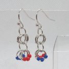 Handmade Dangle Earrings Red White and Blue USA Patriotic Americana Earrings
