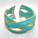 Turquoise Beaded Cuff Bracelet Handmade Homemade for Women