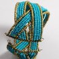 Turquoise Beaded Cuff Bracelet Handmade Homemade for Women