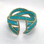 Turquoise Beaded Cuff Bracelet Handmade Homemade for Women