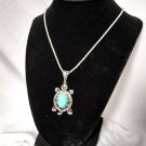 Silver and Turquoise Turtle Necklace and Earrings Fashion Jewelry Silver and Turquoise Turtle Necklace and Earrings Fashion Jewelry