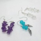 Homemade Earrings For Women and Girls Handmade Glass and Amethyst Earrings 3pair