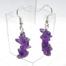 Handmade Dangle Earrings Purple Amethyst and White Clear Glass Chip Lot of 2 Handmade Dangle Earrings Purple Amethyst and White Clear Glass Chip Lot of 2