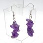 Handmade Dangle Earrings Purple Amethyst and White Clear Glass Chip Lot of 2