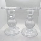 Vintage glass bubble Candle Holder, Clear