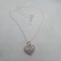 Silver tone Rhinestone Heart Necklace on Sterling 925 Chain