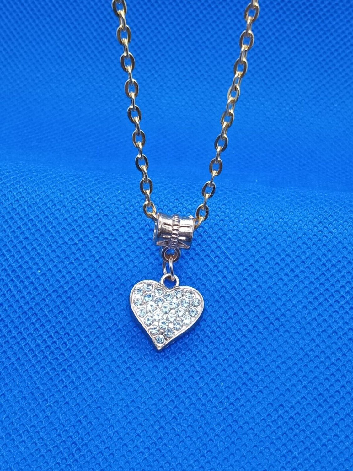 Gold Tone Heart Necklace Handmade