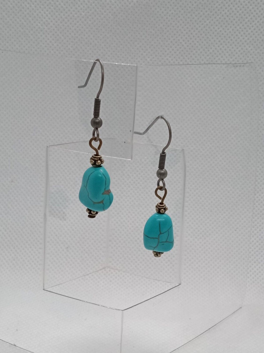 Natural Turquoise Nugget Handmade Dangle Earrings