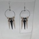 Black and Silver Spikes Hoop Handmade Earrings