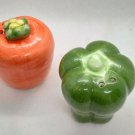 Vintage Carrot Green Pepper Salt & Pepper Shaker Ceramic Set