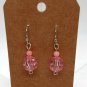 Pink Acrylic Stone Homemade Handmade Beaded Stretch Bracelet and Earring Set
