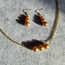 Homemade Gold Pearl Necklace and Earrings Set For Women Homemade Gold Pearl Necklace and Earrings Set For Women