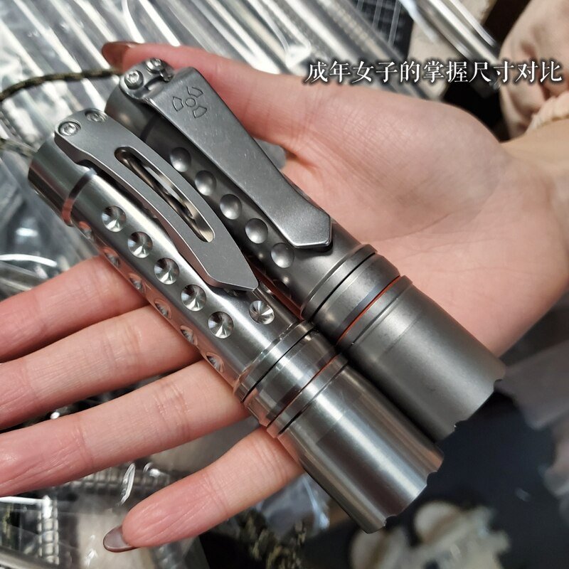 EDC Titanium Torch LED Flashlight  Pocket Light 1500 Lumen Outdoor Camping Light Use 18650 EDC