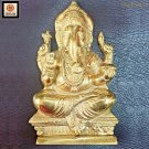 Lord Ganesha Brass Hindu India Statue Gold Holy Sculpture Collectible Gift