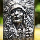 Handmade Shell 85g s925 Sterling silver Embossed Indian Chief complete Lighter