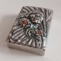 Indian chief relief handmade gemstone 109g S925 Sterling Silver kerosene lighter