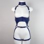 Empower Your Desires with Blue Gothic Leather Harness Lingerie Sets!