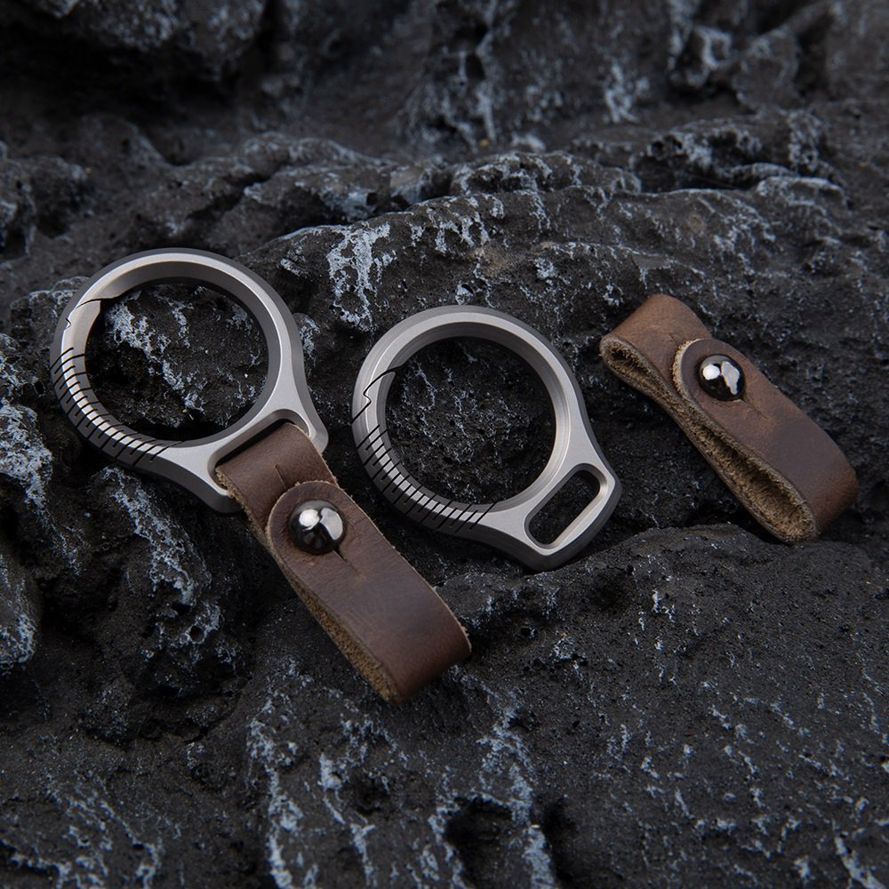 Titanium Alloy Leather Waist Belt Buckle Keychain Car Pendant EDC Outdoor Tool