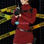 Women Ada Wong Cosplay Costume Sweater Dress Set with Gloves