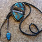 An American Indian Silver and Turquoise Bolo Tie
