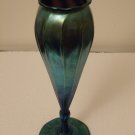 Louis Comfort Tiffany Footed Blue Iridescent Favrile Glass Floriform Vase, number 3867E, 1910
