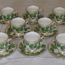 8 Royal Standard Bone China Hand Decorated Tea Cups and Saucers, England, ca. 1949