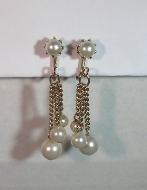 Signed Coro Pearl Drop Earrings