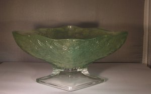 Pineapple and Floral Green Diamond Shaped Compote