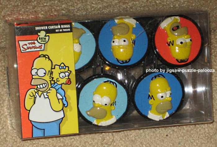 The Simpsons Shower Curtain Hooks Rings Set of 12 Homer Simpson NEW NIP 2005