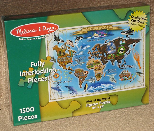 Melissa & Doug 1500 500 Piece Jigsaw Puzzle Lot Map of the World Beneath Canopy 3171 NEW SEALED