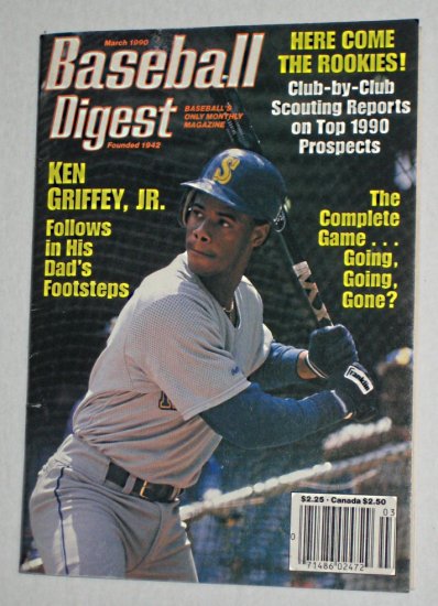 Baseball Digest Magazine - Ken Griffey Jr Cover - March 1990 - Junior - Mariners
