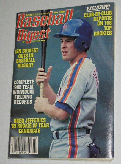 Baseball Digest Magazine - Greg Jefferies Cover - March 1989 - New York Mets
