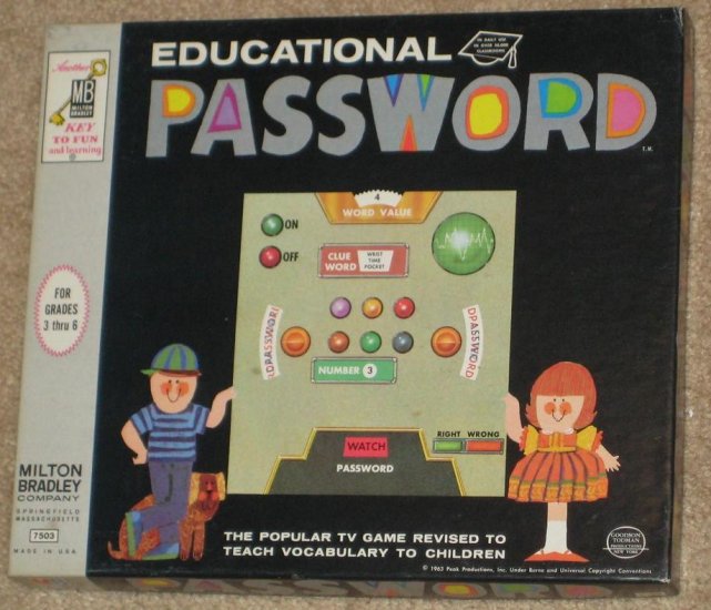 Vintage Educational Password Game - Classroom Version - Milton Bradley - 1963 - UNUSED